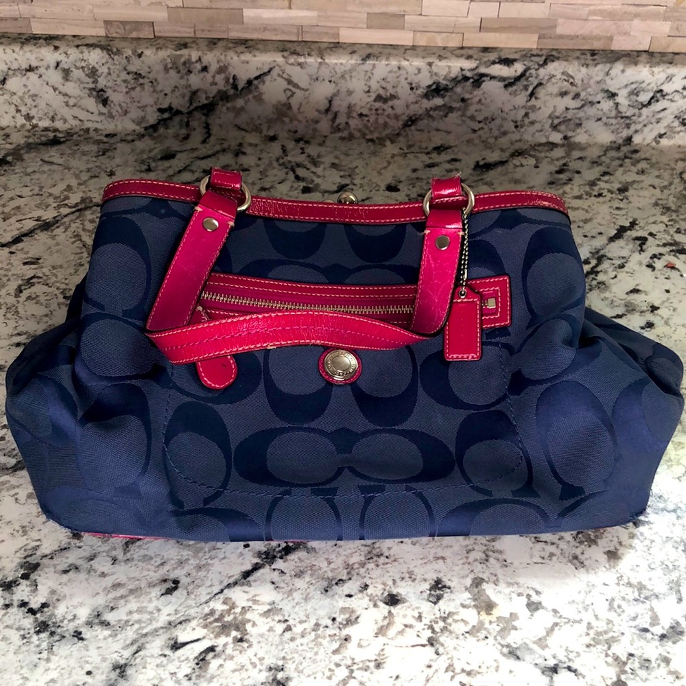 Coach Unique Navy & Pink Large Shoulder Bag